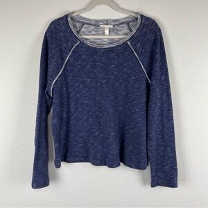 Eileen Fisher Heathered Blue Scoop Neckline Long Sleeve Top Size Small